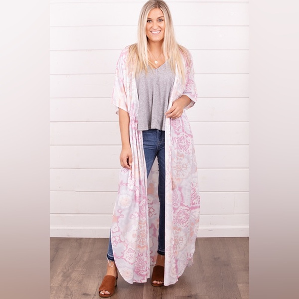 Lovestitch pink tie dye kimono summer
